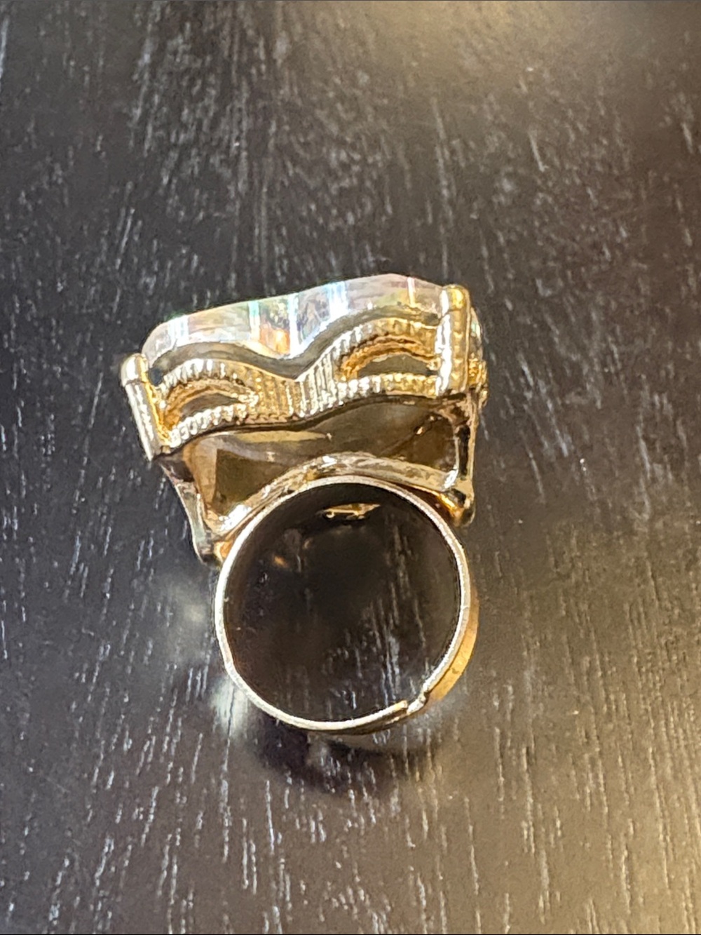 Iridescent Heart Prism Ring - Multicolor Crystal View 4